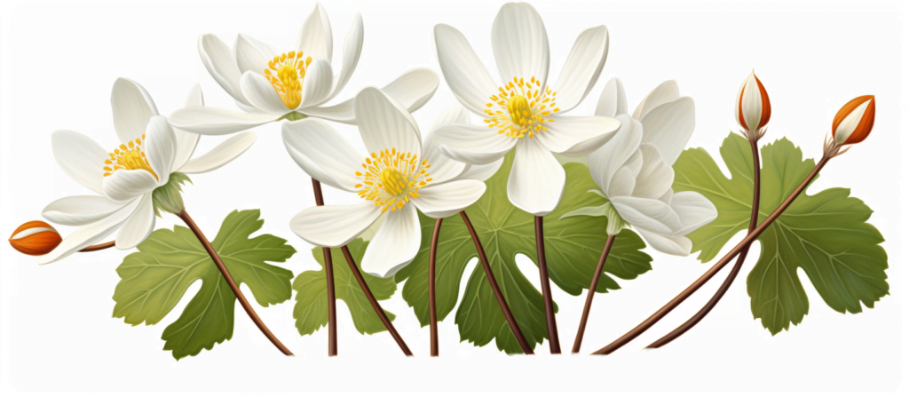 white bloodroot flowers
